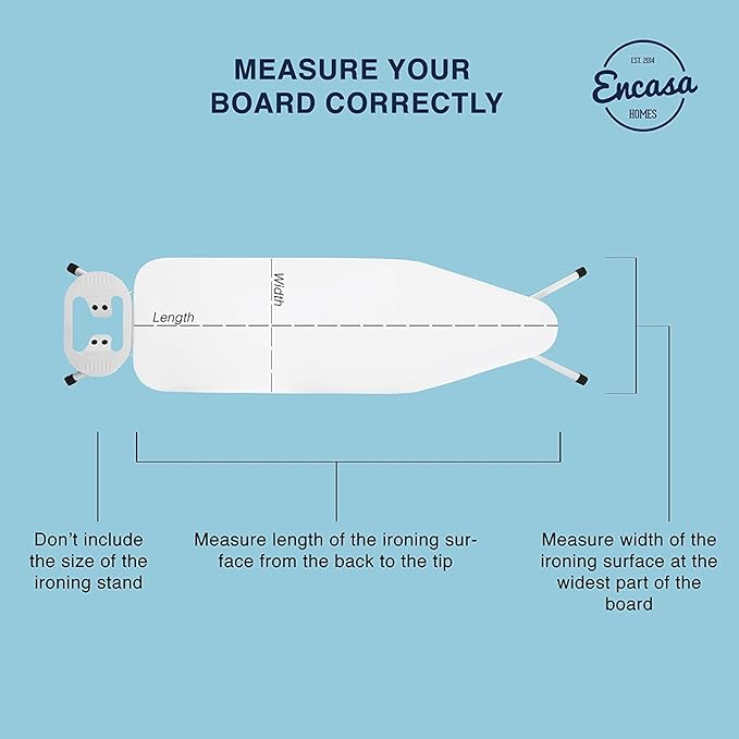 Encasa XO Ironing Board Cover and Pad 42"x14" - 4mm Felt Medium Iron Board - Image 4