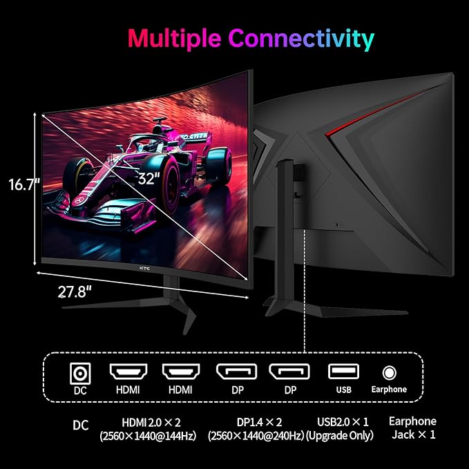 KTC 32 Inch 240Hz Curved Gaming Monitor, 2K 1440P Computer PC Monitor - Image 6