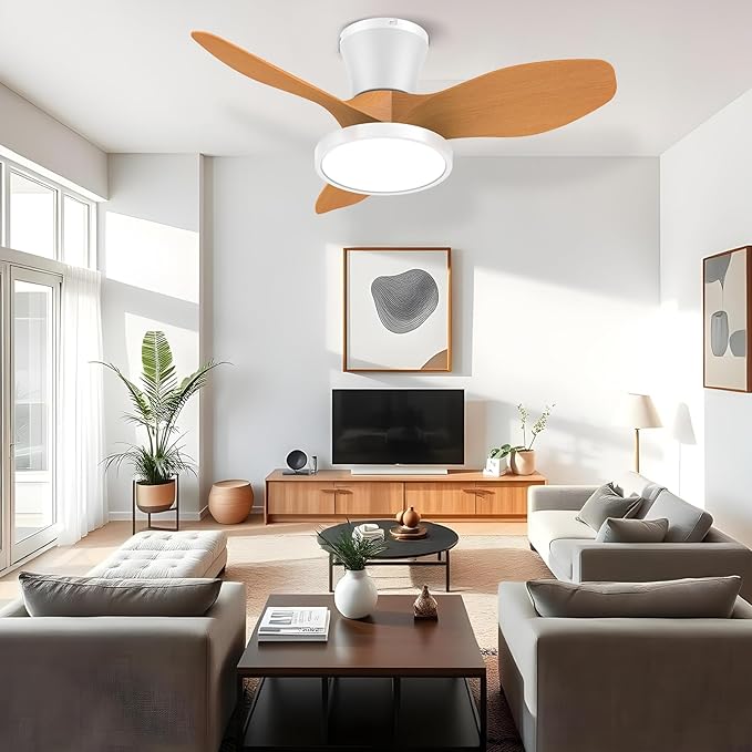 ocioc Quiet Ceiling Fan with LED Light DC motor 32 inch Large Air Volume Remote - Image 2