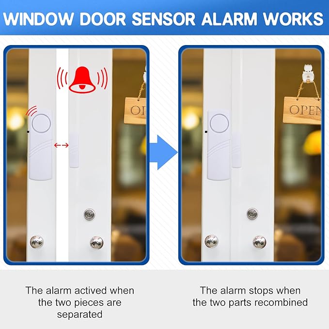 Xuhal 24 Pcs Door Window Alarm for Home Security Bulk Wireless Door Sensors - Image 5