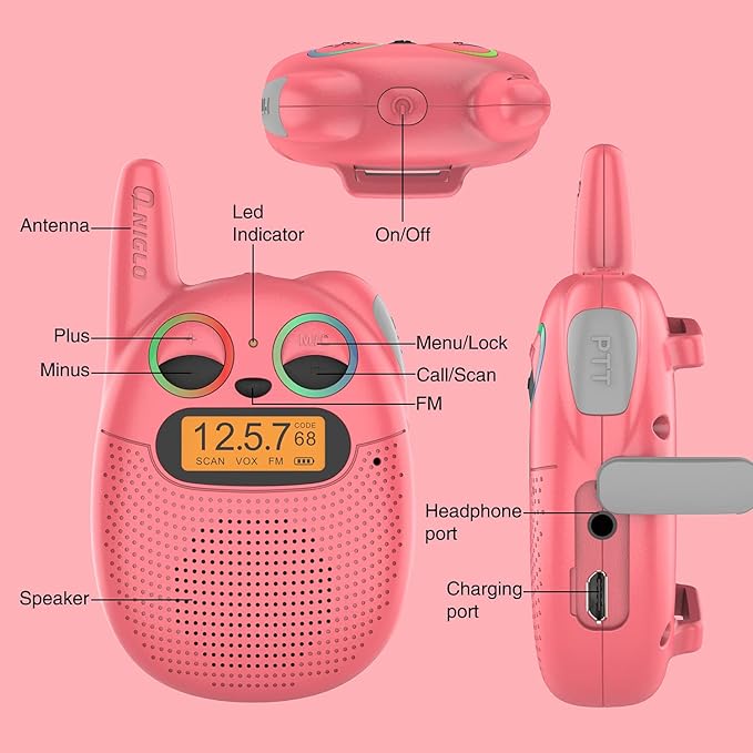 Walkie Talkies for Kids Rechargeable, Christmas Birthday Gifts for Girls Age 3-9 - Image 6