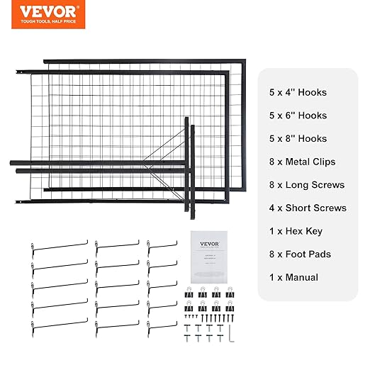 VEVOR 2 x 5.6 in Grid Wall Panels, 2 Packs Wire Gridwall Display Racks Tower - Image 7