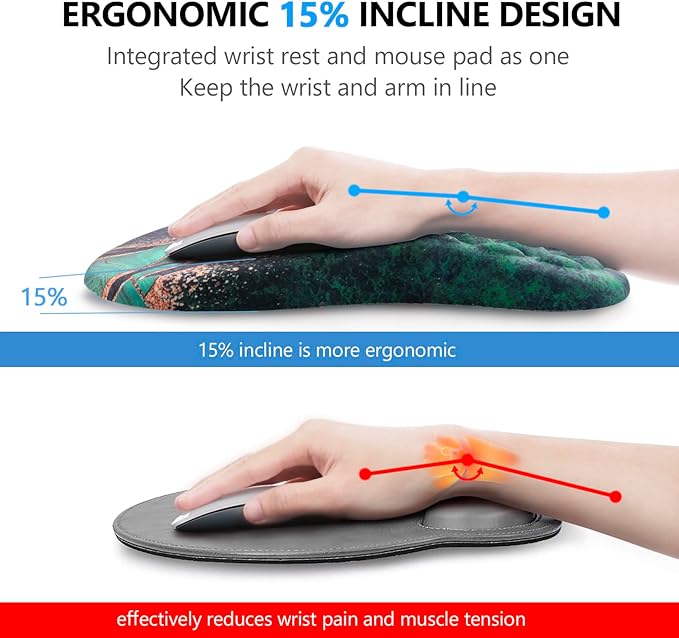 Mouse Pad Wrist Support, Laokiiy 2 in1 Keyboard Wrist Rest+ Ergonomic Mouse Pad - Image 2