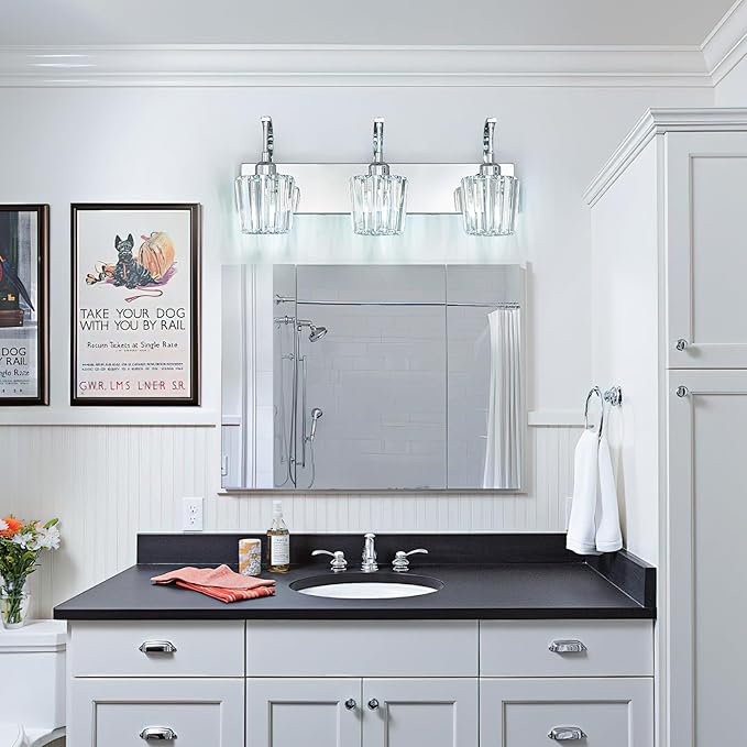 FDPBY Modern Bathroom Vanity Light, 3-Light Chrome Wall Sconce - Image 7