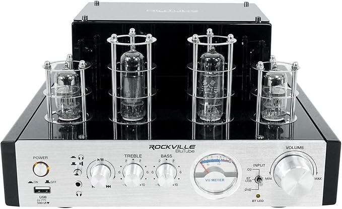 Rockville BluTube 70W Tube Amplifier Stereo Receiver, Compact Design, Warm Sound by Rockville