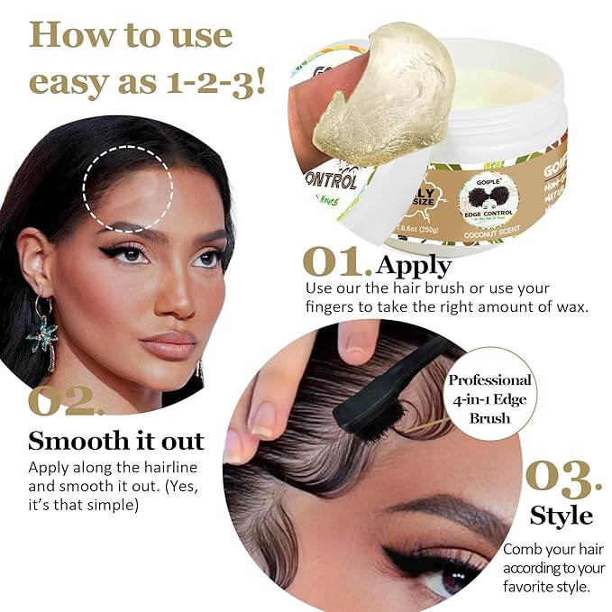 8.8 OZ Edge Control Wax for Women Strong Hold Non-greasy Edge Control Smoother - Image 6