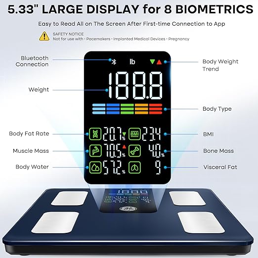 GE Smart Scale for Body Weight, Muscle Mass, Digital Bathroom Scales 500lbs - Image 2