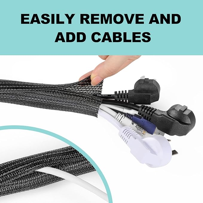 AGPTEK Cable Sleeve Cover, 2 Pack 5ft - Image 4
