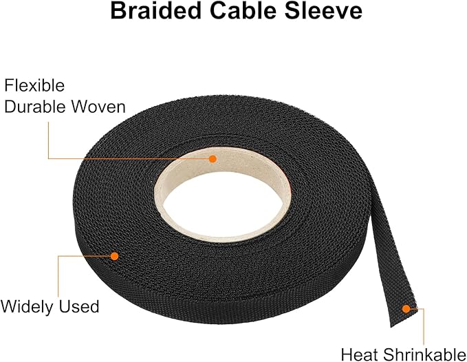 MECCANIXITY Braided Cable Sleeves Heat Shrinkable Fabric Sleeving, 3/8" 40ft - Image 4