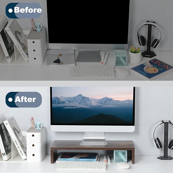 TEAMIX 20 Inch Monitor Stand Riser, Wooden Desktop Riser - Image 6