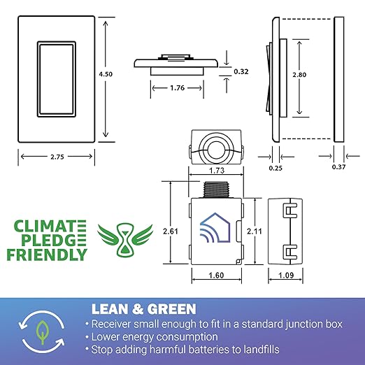RunLessWire Fan & Light Battery-Free DIY Wireless Light Switch Kit 150ftRF - Image 7