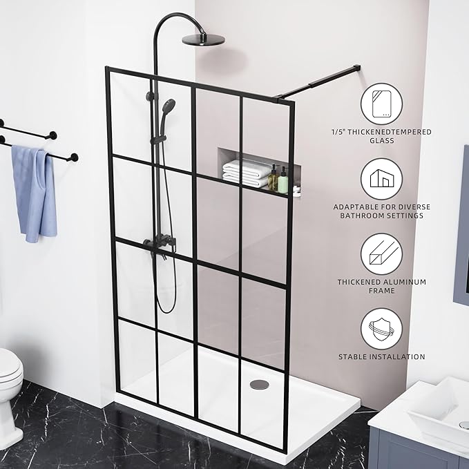 Goodyo 46" X 72" Shower Door Clear Tempered Glass Framed Shower Screen Walk-in - Image 3
