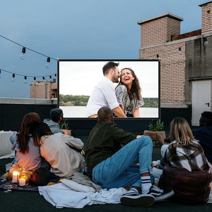 TOWOND Projector Screen with Stand, 120 inches Indoor Projector Screen Outdoor - Image 3