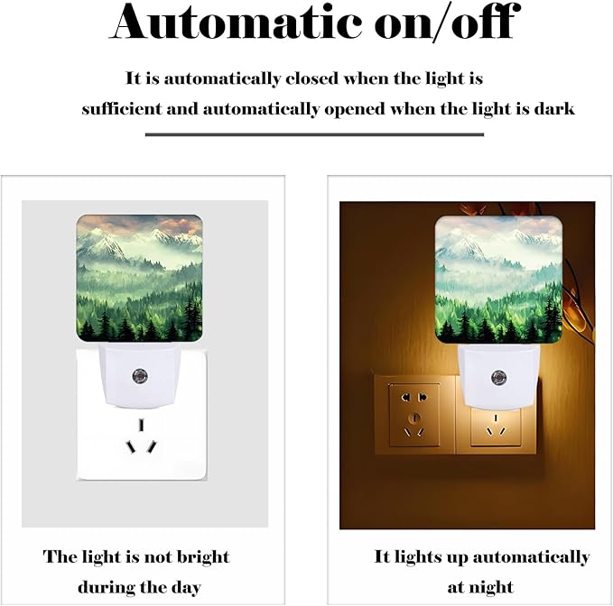 FSHVQKD Mountain Forest Landscape Painting Night Light, Plug Into Wall Decor - Image 3
