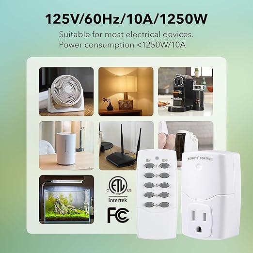 BN-LINK Mini Wireless Remote Control Outlet Switch Power Plug in - Image 5
