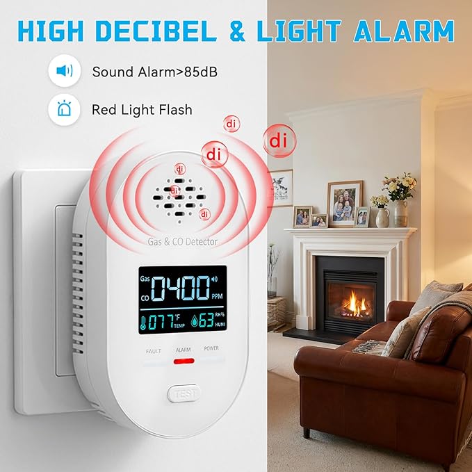 Carbon Monoxide Detectors, Plug in Natural Gas Leak Detector, 4-in-1 Carbon - Image 4