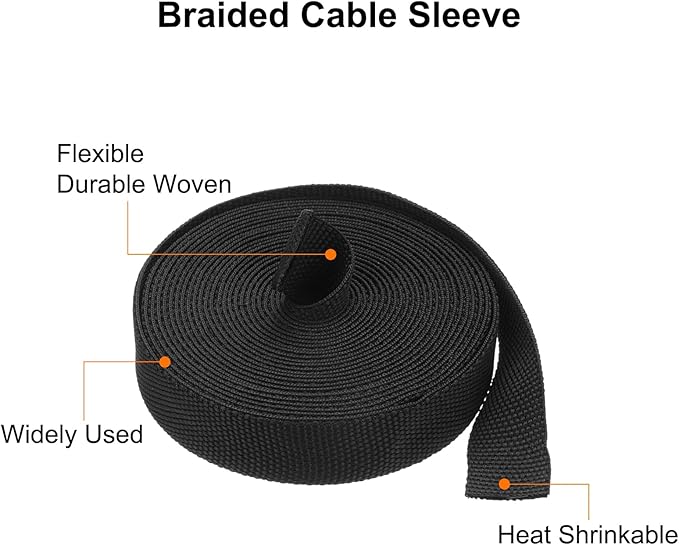 MECCANIXITY Braided Cable Sleeves Heat Shrinkable Fabric Sleeving, 3/8" 16ft - Image 4