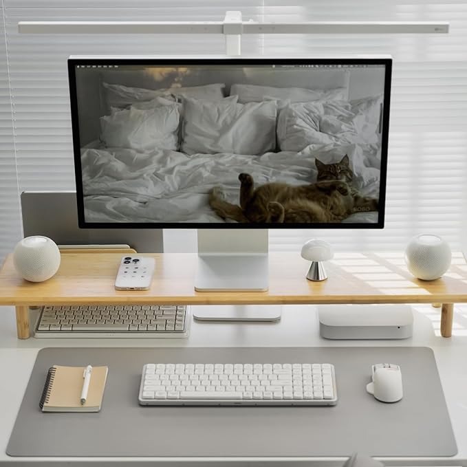 ROCDEER Bamboo Dual Monitor Stand Riser - Image 2