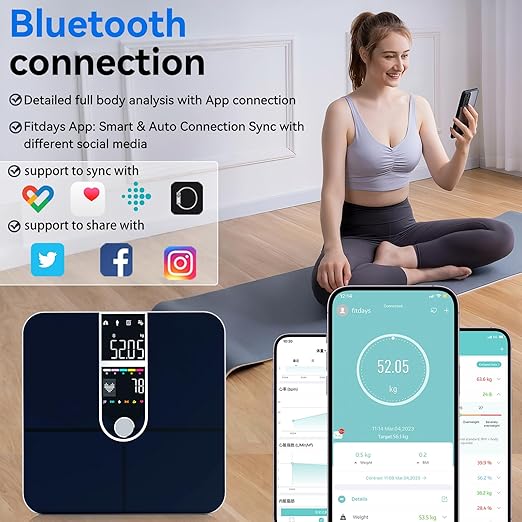 Smart Scale with BMI Body Fat Muscle Mass Digital Bathroom Weight Scale with - Image 6