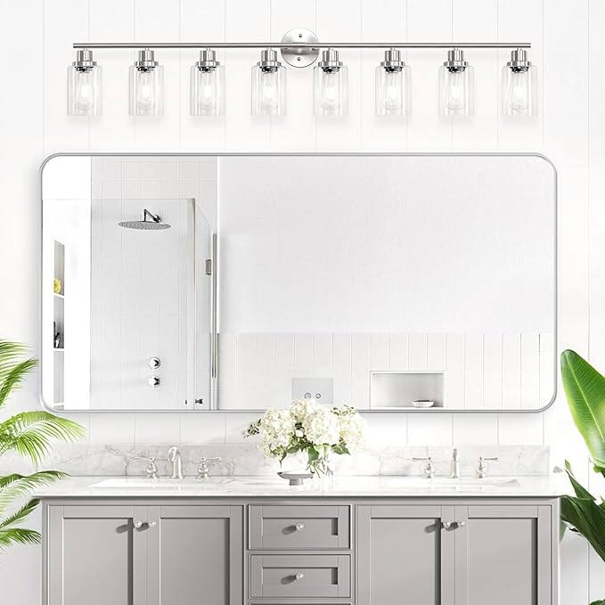 Guliaofo 8-Light Brushed Nickel Vanity Lights, Modern Bathroom Light Fixtures - Image 6