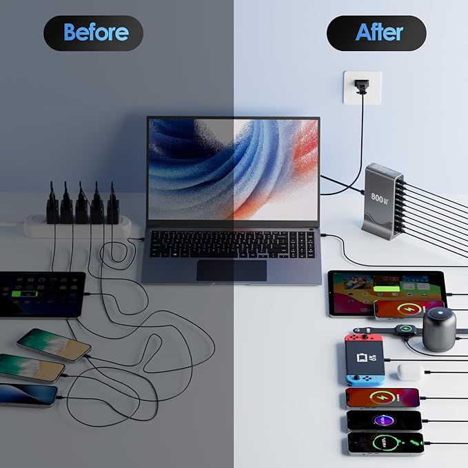 800W USB C Charger Block, 10 Port Charging Station, GaN Ⅲ Charging Station - Image 7