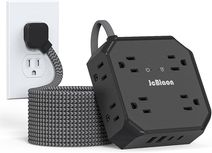 10FT Surge Protector Power Strip, Braided Extension Cord, 8 Outlets 4 USB Ports by JcBlaon