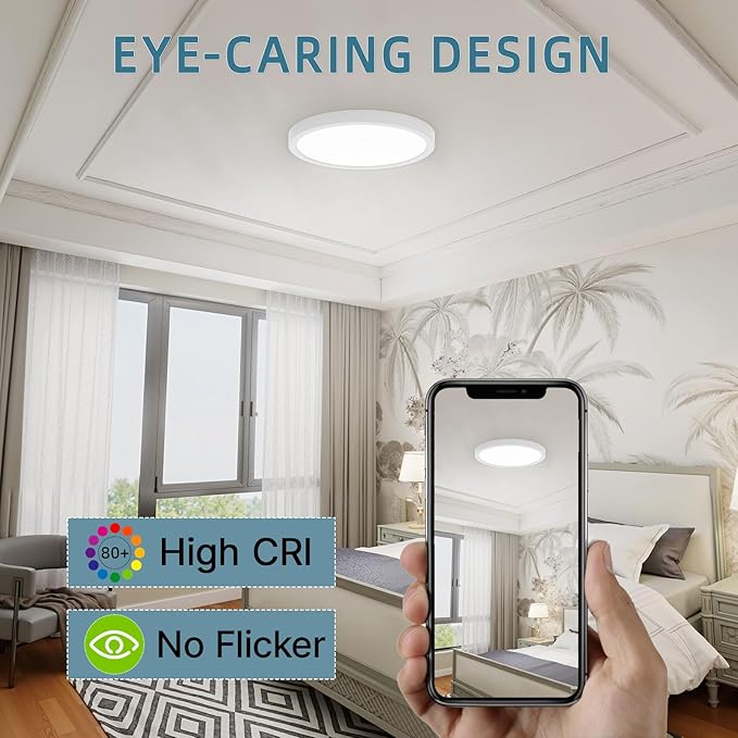 TOPELER 9 Inch LED Flush Mount Ceiling Light, 24W 2000Lm, 5 Color Temperature - Image 5