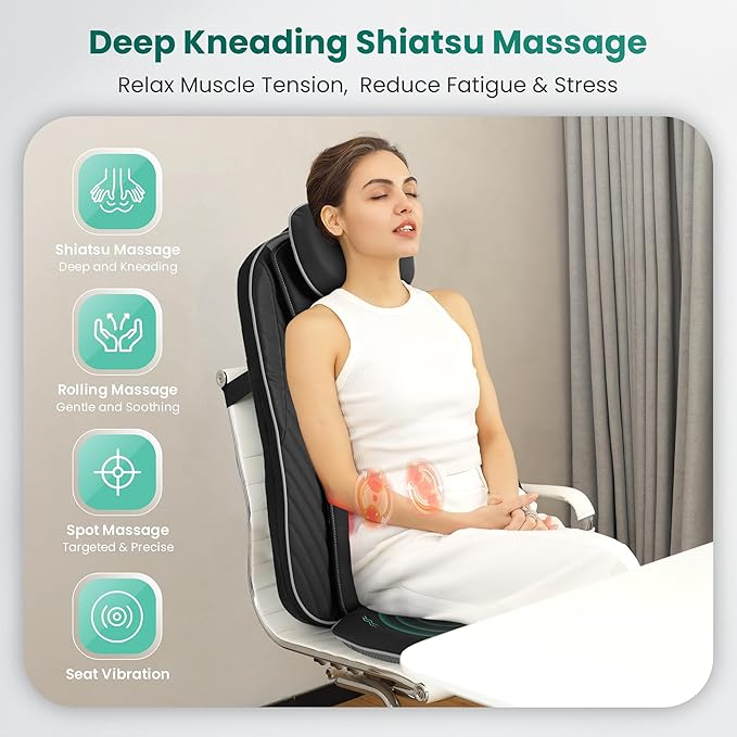 Snailax Christmas Gifts for Dad, Mom Shiatsu Back Massager - Image 2