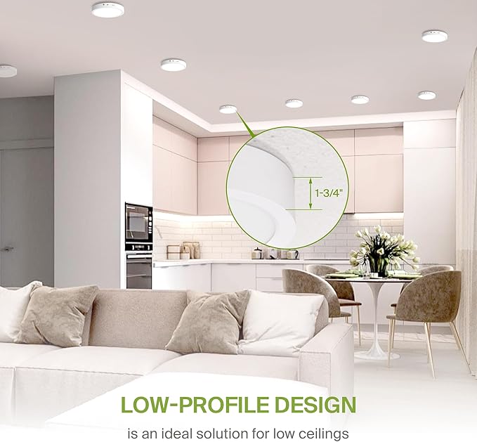 ASD LED 12" Round Flush Mount Ceiling Light Fixture, Low Profile Surface - Image 6