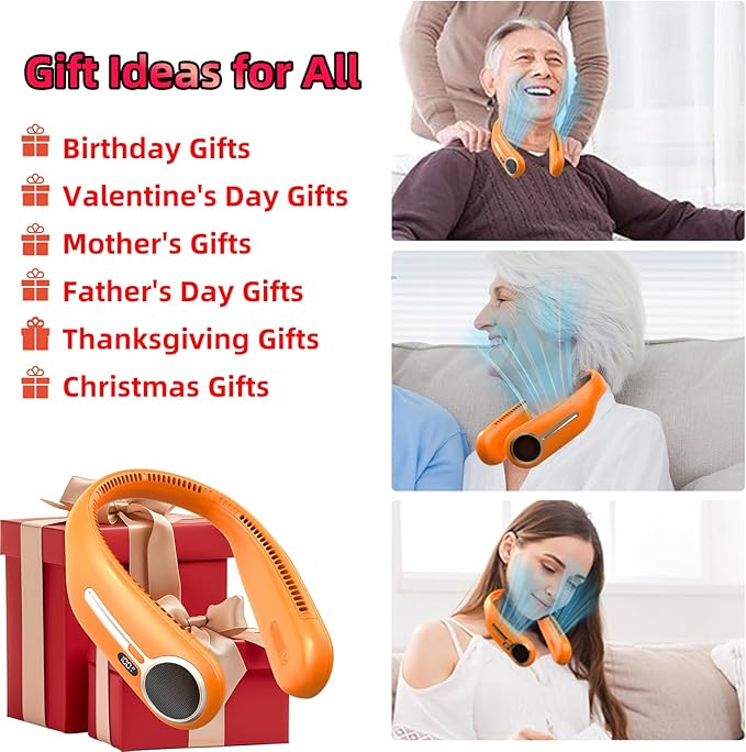 Portable Neck Fan, Hands Free Personal Wearable Bladeless Fan, 6000mAh USB - Image 5