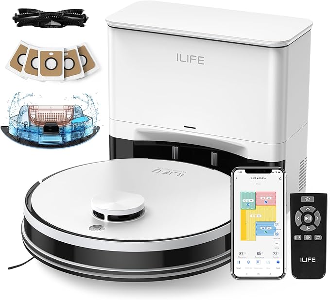 ILIFE A30 Pro Robot Vacuum and Mop, Self Emptying Station by ILIFE