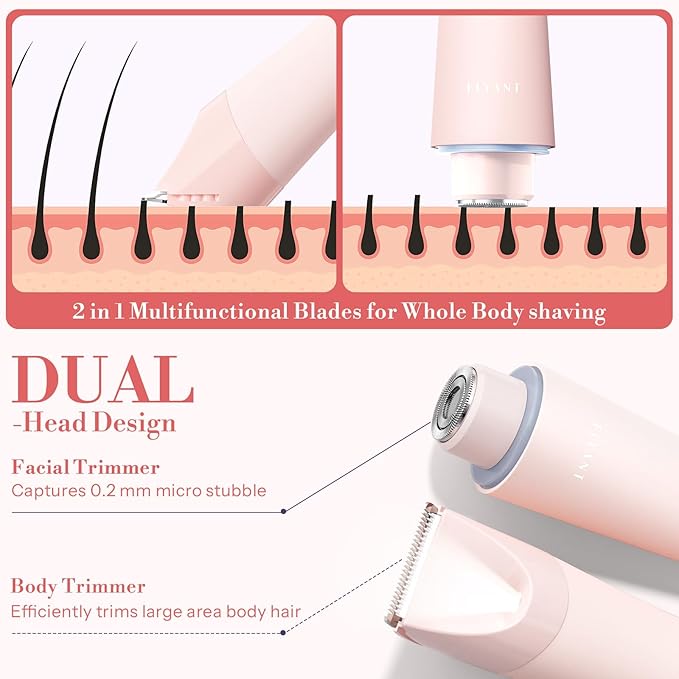 Bikini Trimmer for Women, Flyant 2 in 1 Electric Shaver for Women, Pubic Hair - Image 2