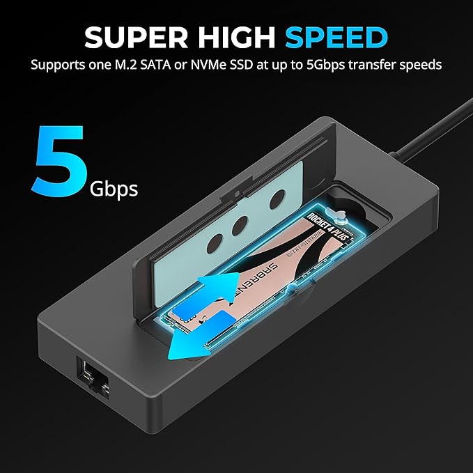 SABRENT USB-C Hub & SSD Enclosure, 6-Port Dock - Image 6