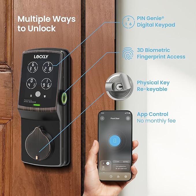 Lockly Secure Pro Smart Deadbolt, Wi-Fi Smart Lock, Keyless Entry - Image 2