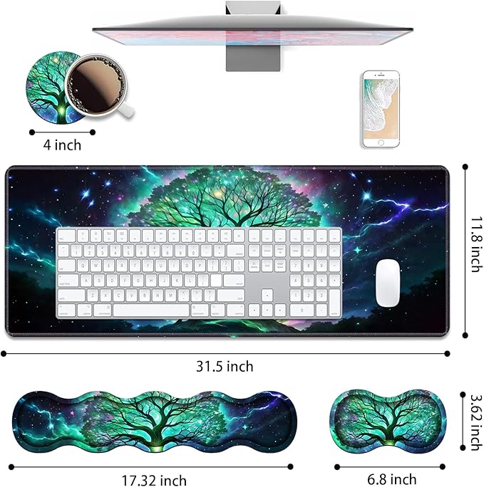 4 in 1 Ergonomic Keyboard Wrist Rest & Mouse Pad Wrist Rest Set, Large XXL - Image 2