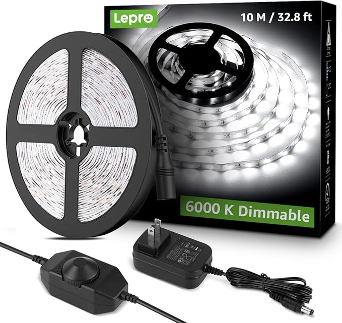 Lepro LED Strip Light, 32.8Ft Dimmable Vanity Lights, 6000K Super Bright LED by Lepro