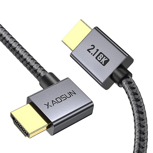 XAOSUN Right Angle HDMI 2.1 Cable 6.6FT, 48Gbps Ultra High Speed HDMI Cord by XAOSUN