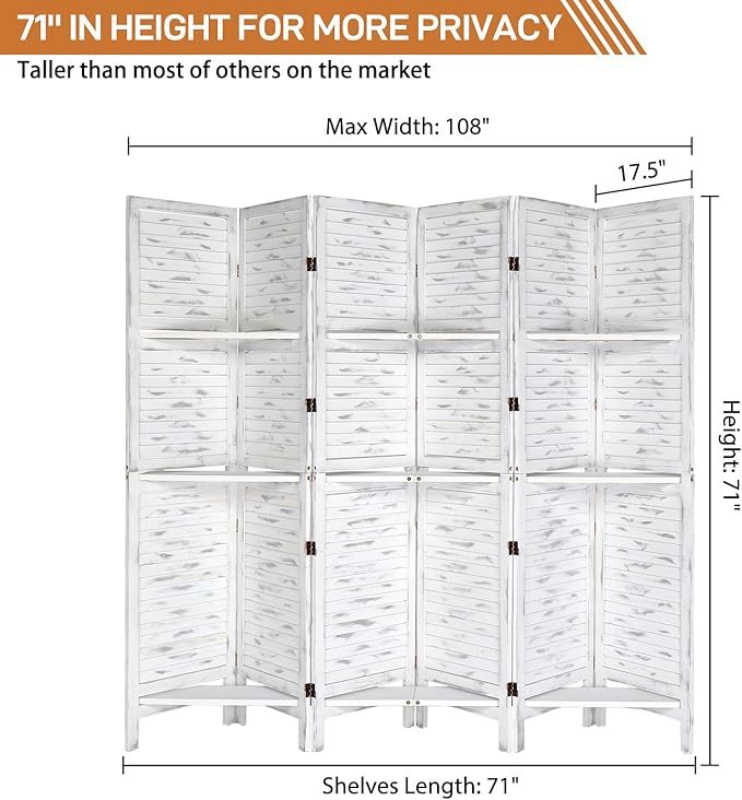 Bonnlo 6 Panels Wood Room Divider - Image 2