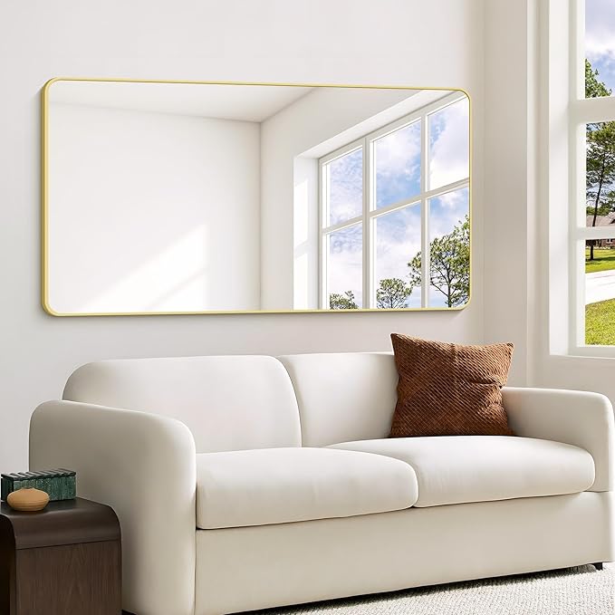 55"x36" Gold Bathroom Mirror, Large Rectangle Mirror, Rectangular Wall Mirror - Image 8