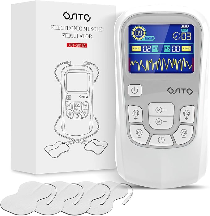 OSITO TENS Unit Muscle Stimulator Rechargeable Electronic Pulse Massager by OSITO