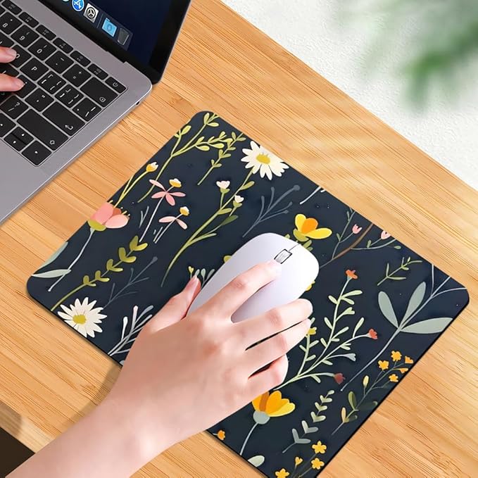 Dreamy Floral Pattern Square Mouse pad, Waterproof, Anti Slip Rubber Base - Image 7