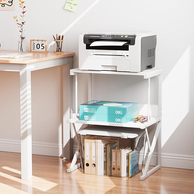 aboxoo Printer Stand for Desk, Desktop Printer Shelf Large 3-Tier Multi-Purpose - Image 4