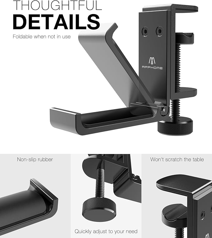 APPHOME New Foldable Headphone Stand Hanger Holder Aluminum Headset Soundbar - Image 4