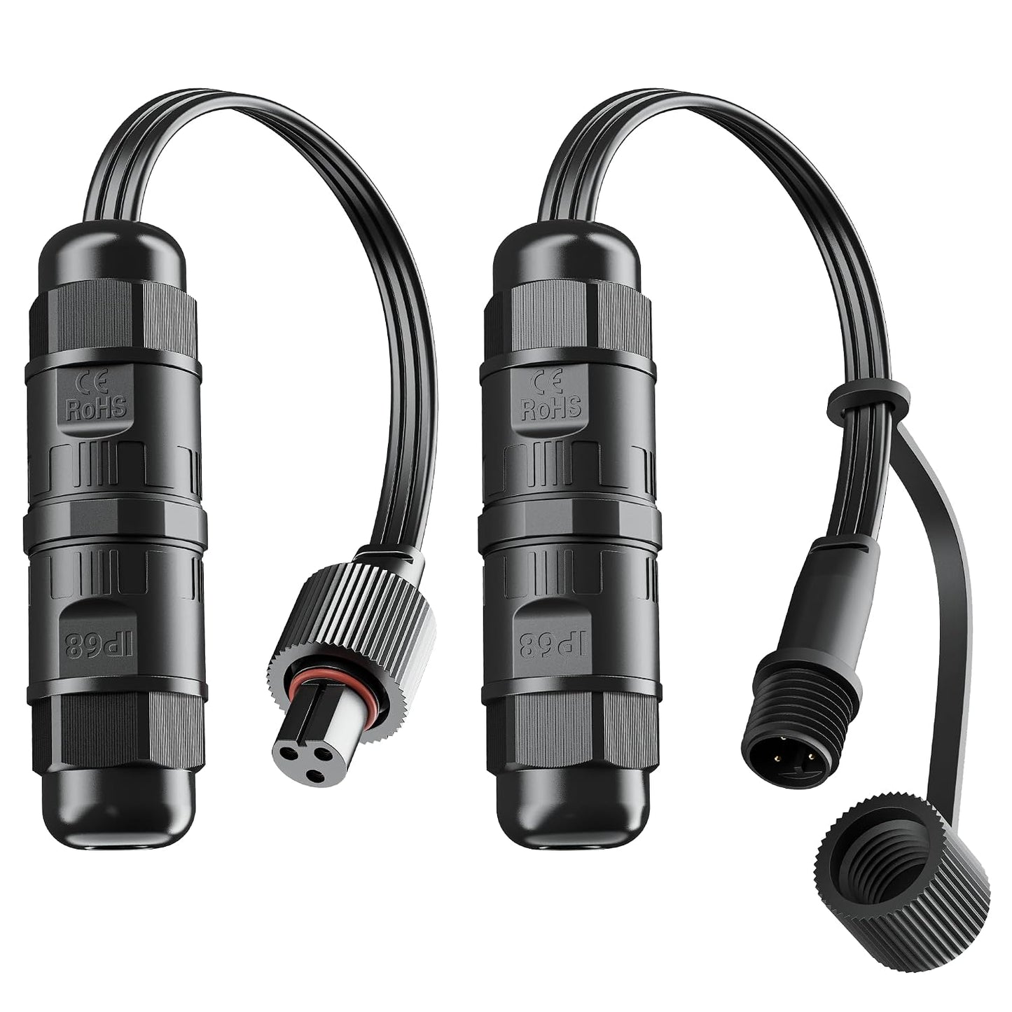 Wire Connector (2 Pack) Input & Output for Govee Cuttable Outdoor Lights | Compatible with Govee H706A, H706B, H706C, H703A, H703B, Waterproof Extension Cable Splice Connector, Male and Female Set
