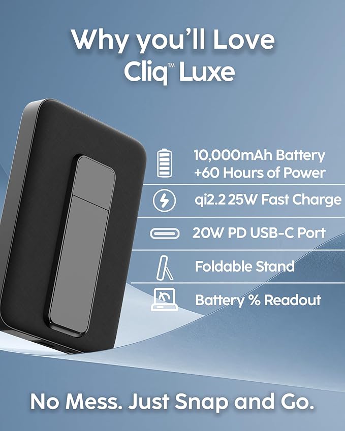 myCharge CliqLuxe Magnetic Wireless Power Bank 10, 000mAh | iPhone & MagSafe - Image 7