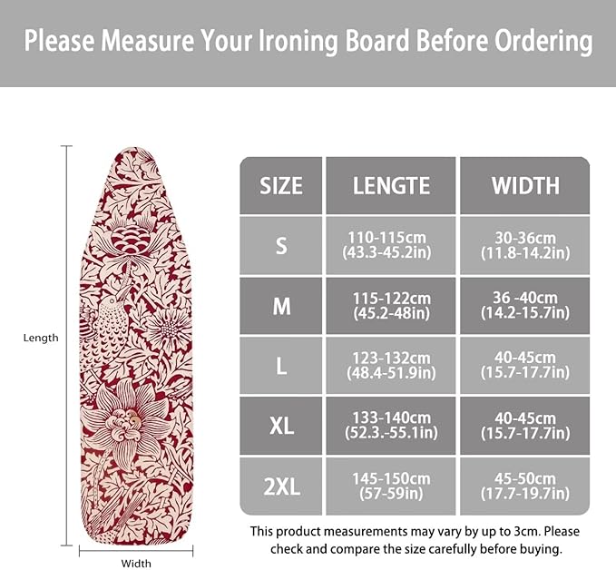 ZCFYGDX Vintage Red Floral Print Ironing Board Cover - Image 6