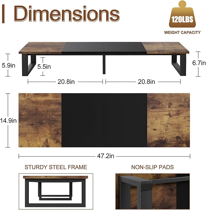 aboxoo 47" TV Riser for 32-60 inch TV, TV Riser Stand Shelf, Tabletop TV Stand - Image 2