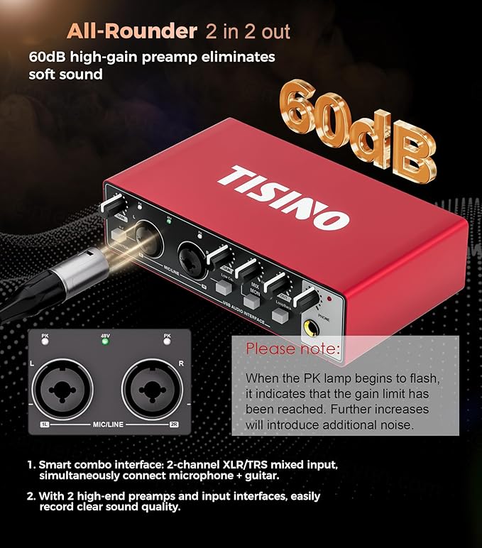 TISINO Audio Interface 24Bit/192kHz, USB Audio Interface - Image 5