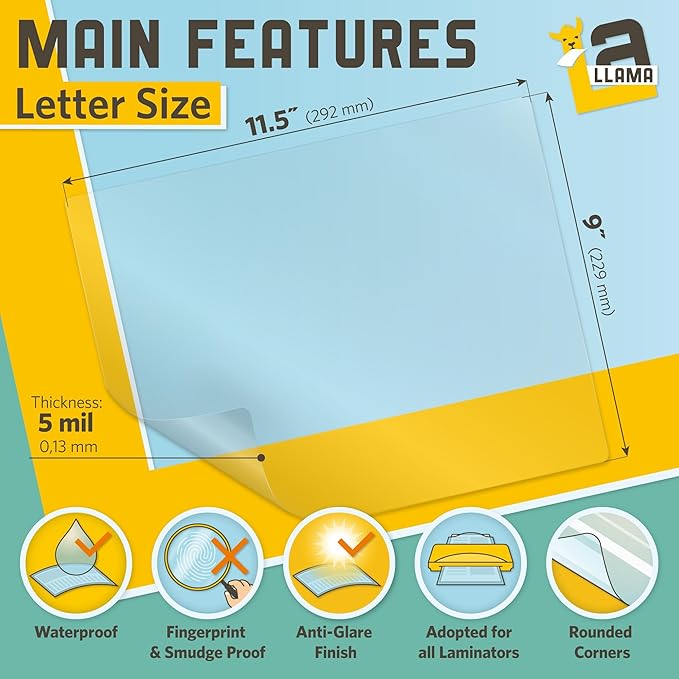 Matte Thermal Laminating Pouches, Matte Finish, 9 x 11.5 Inches 5 MIL Thickness - Image 2