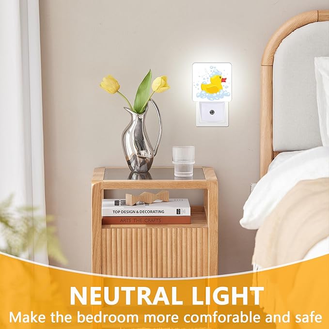 GANTINIR Night Light, Plug-into Cartoon Duck Nightlight White LED Lamp - Image 3
